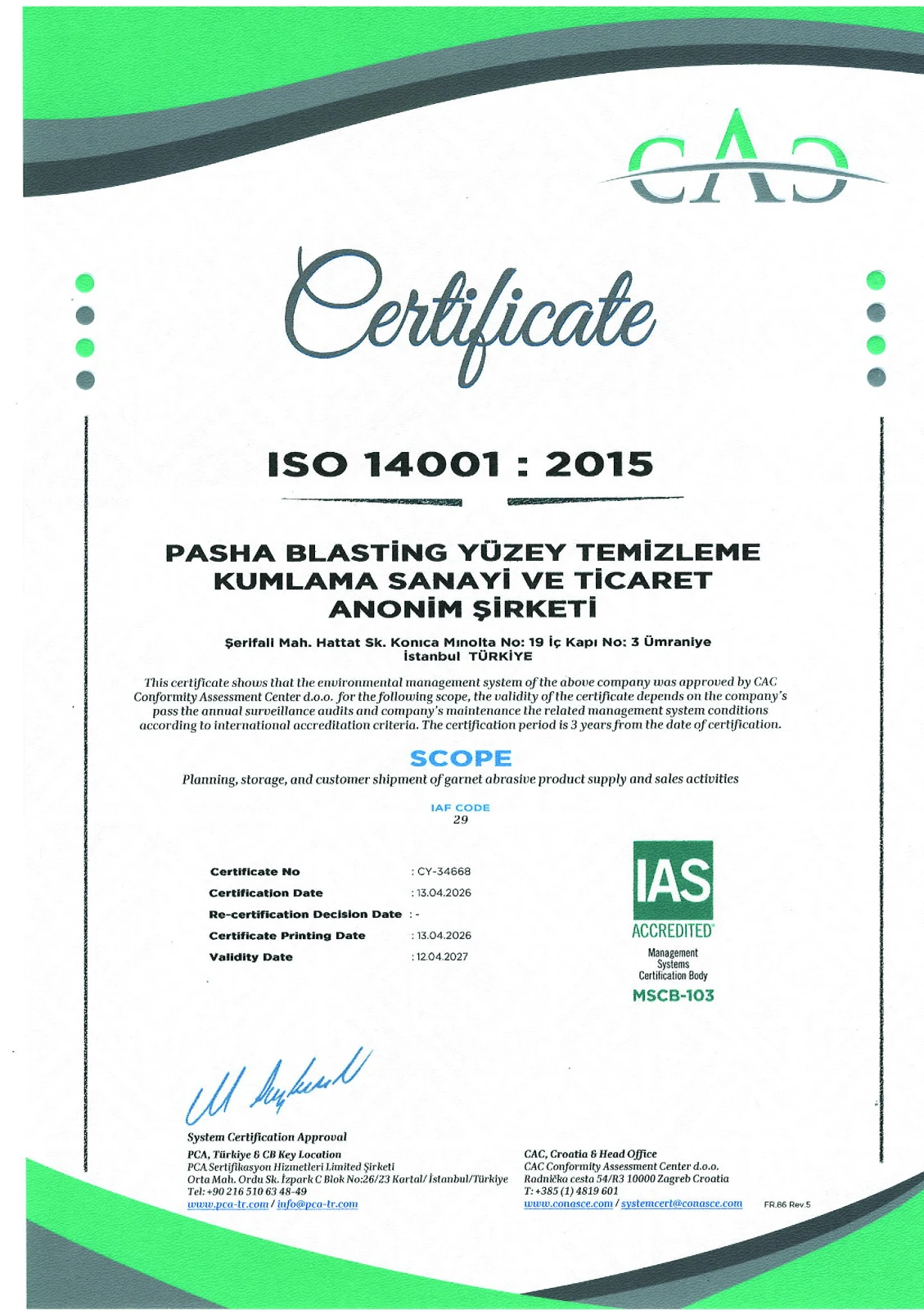 ISO 14001:2015 Environmental Management System
