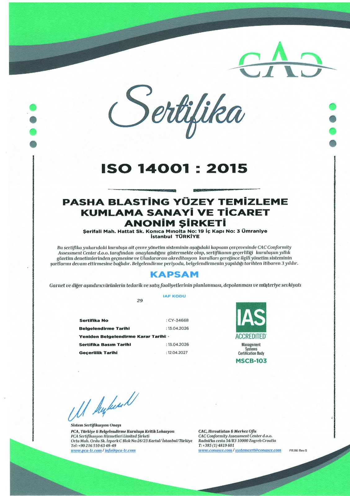 ISO 14001:2015 Çevre Yönetim Sistemi